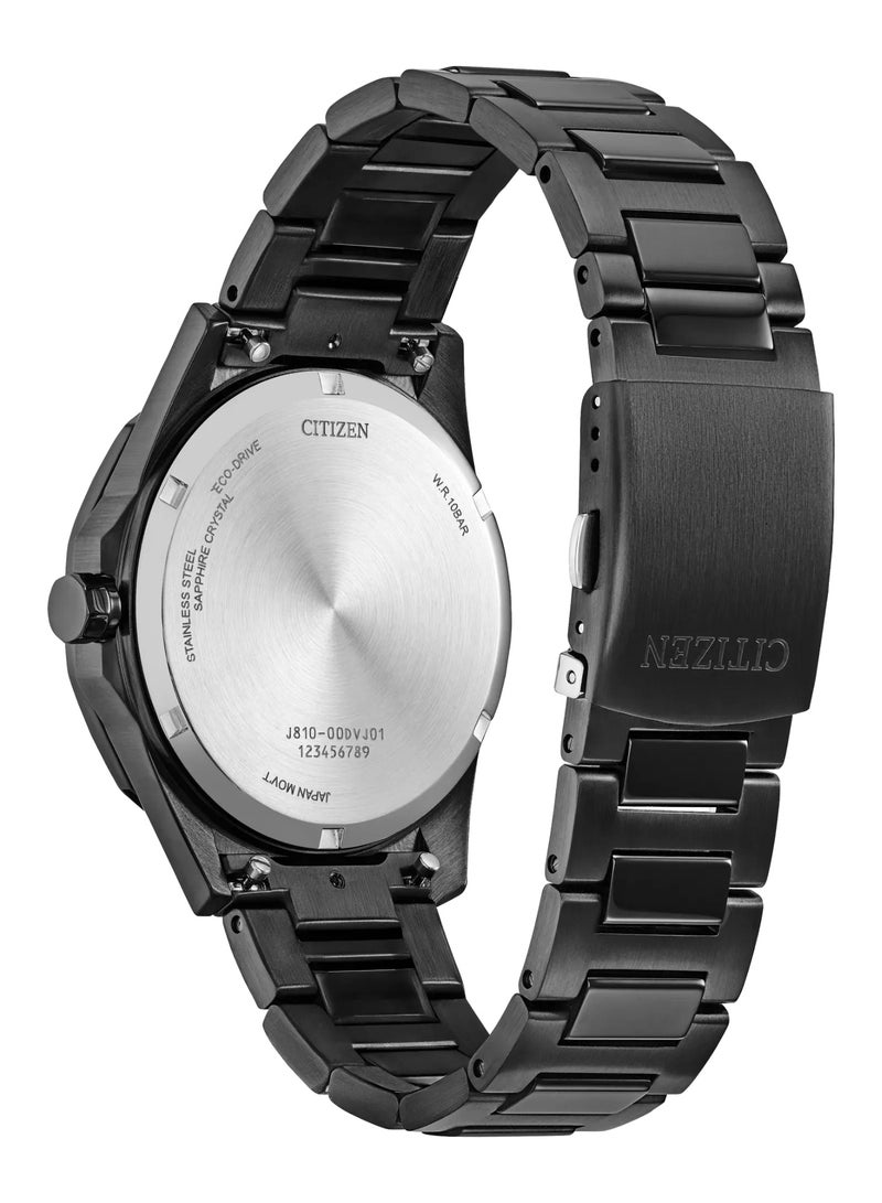 CITIZEN Brycen Eco-Drive Analog Men's Watch AW1855-52E, 42 mm Black Dial & Black Ion-Plated Stainless Steel Bracelet, 100 m WR - Image 4